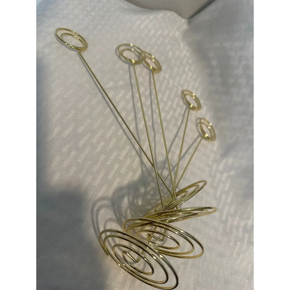 5 Gold Wire sign/ Place Holders Spiral Base Table Number Stands Wedding Decor